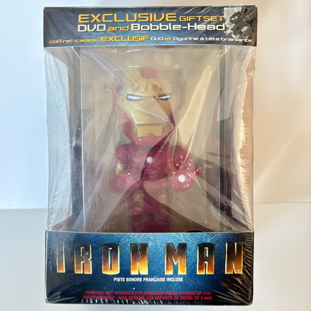 Marvel IRON MAN DVD & Bobble-Head Exclusive Gift Set Funko Wacky Wobbler Sealed